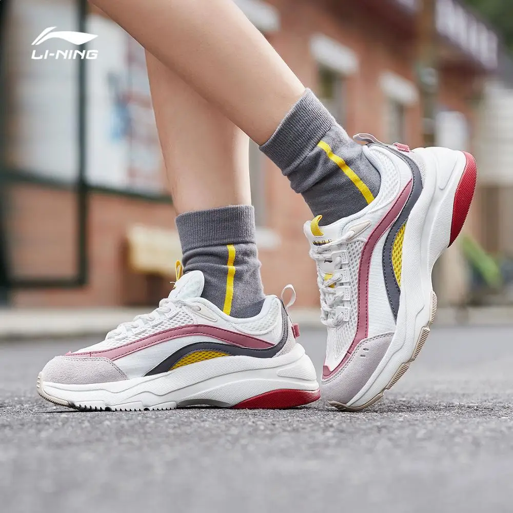 Женские кроссовки для фитнеса Li Ning удобные в стиле ретро с подкладкой активного