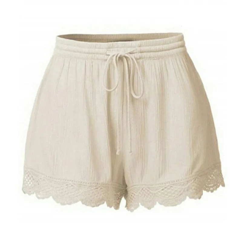 

Oversized Solid Lace-up Shorts Women Summer 2021 Newest Candy Color Shorts Casual Ladies Elastic Waist Beach Wide Leg Shorts