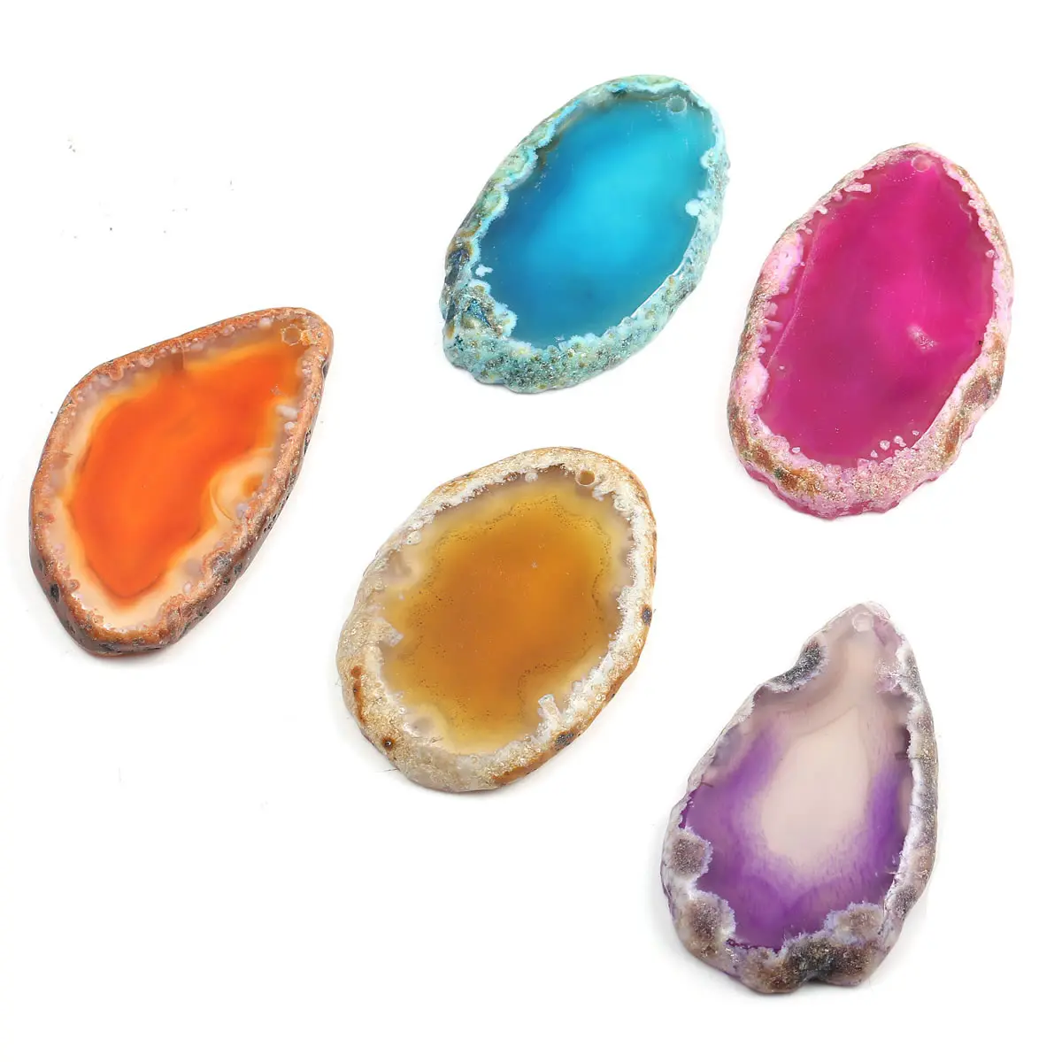 

5pcs Natural Onyx Charms Pendants Multi Colorful Slice Irregular Agates Stone Quartz Pendant For Jewelry Making DIY Necklace