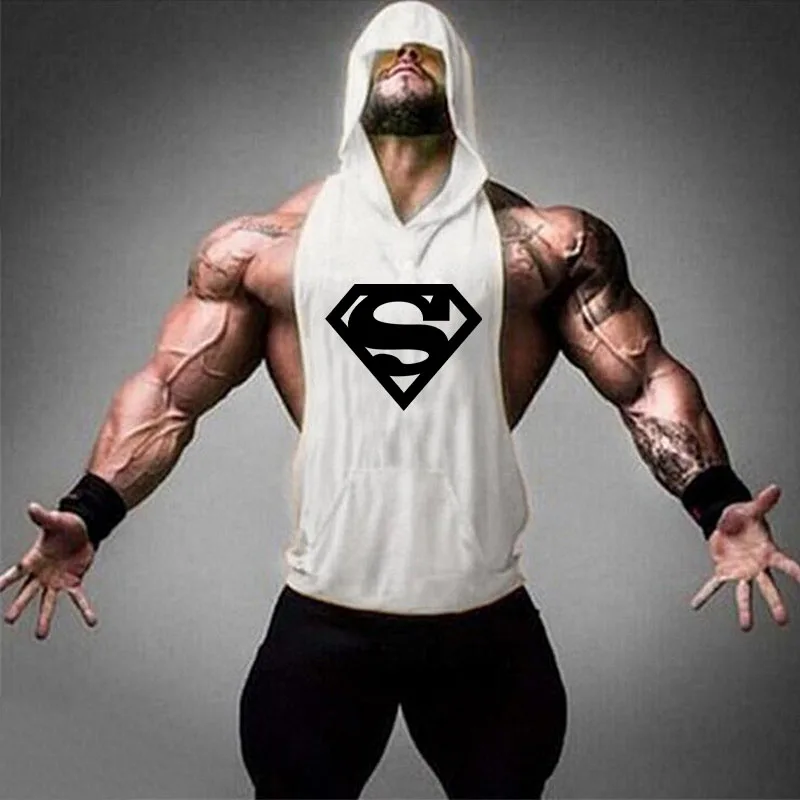 Майка Мужская спортивная с капюшоном хлопок Повседневная модная брендовая