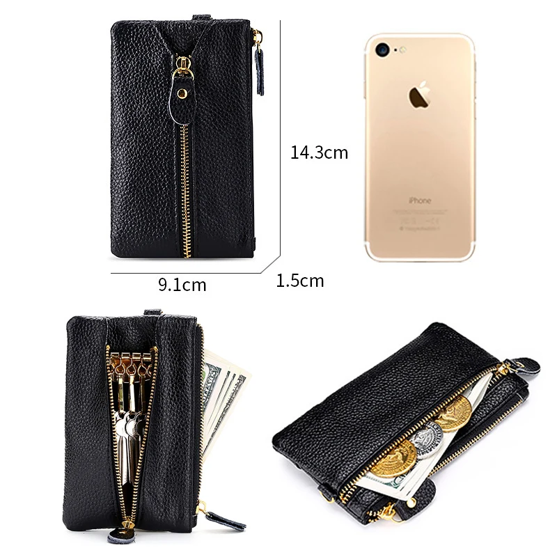 Новинка натуральная коровья кожа 6 брелков кошелек для монет мужчин и женщин