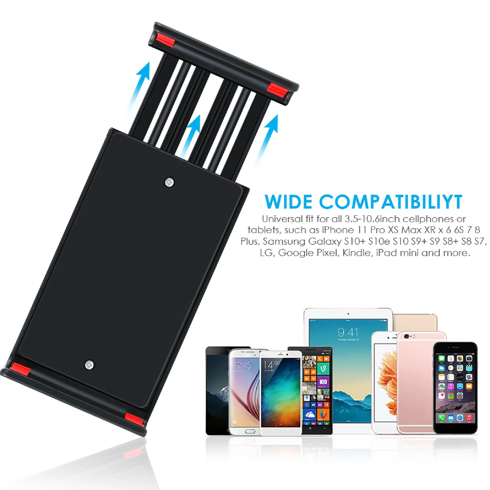 

Cellphone Tablet Holder Stand Adjustable Long Arms Mount Bracket for 12-18CM Wide Mobile Phone Tablets