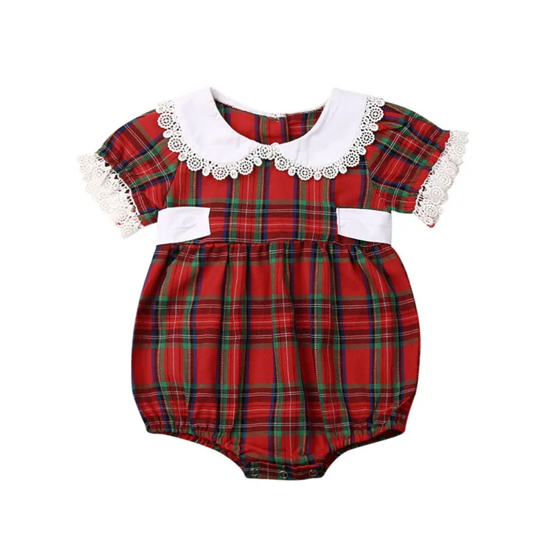 Big/Little Sister Matching Christmas Clothes Kids Baby Girl Red Plaid Romper Dress Princess Child Xmas Clothing 0-6Y |