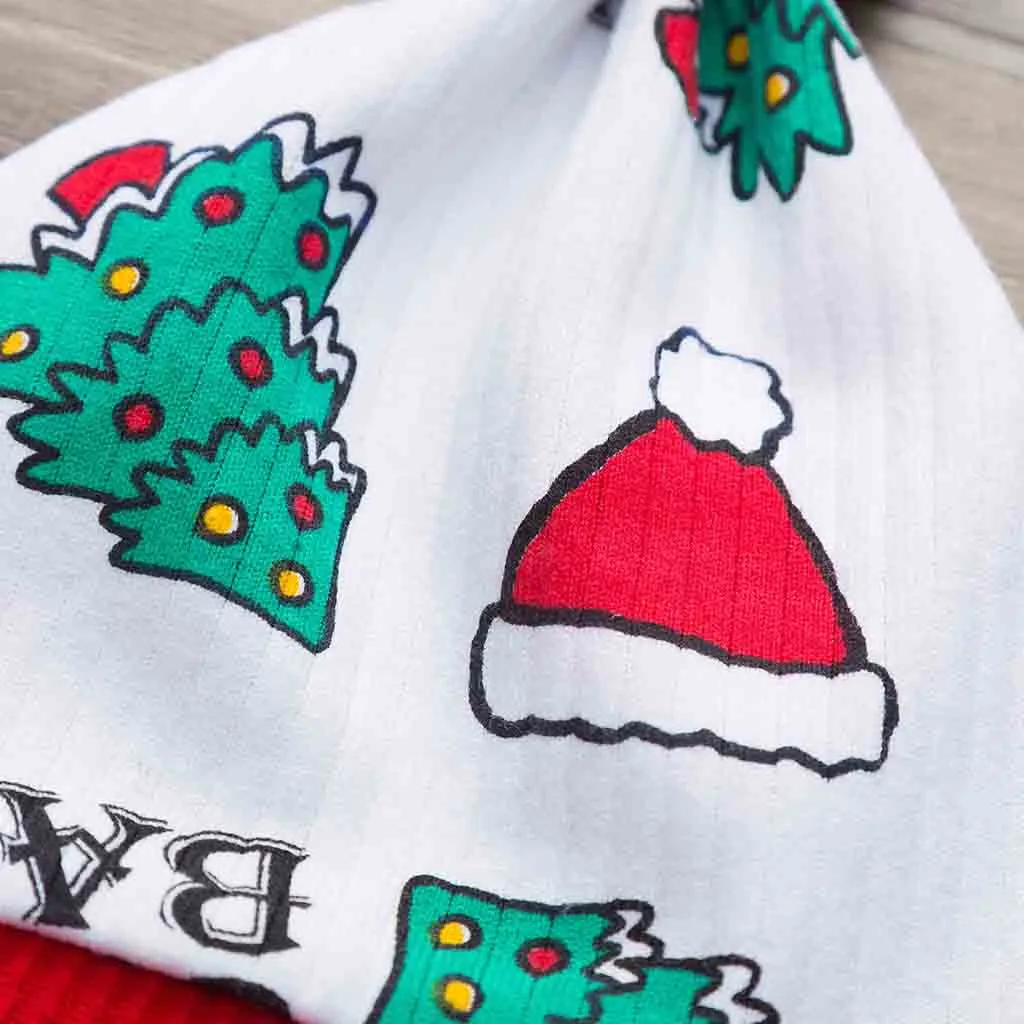 Рождественский принт для маленьких мальчиков и девочек комбинезон боди штаны