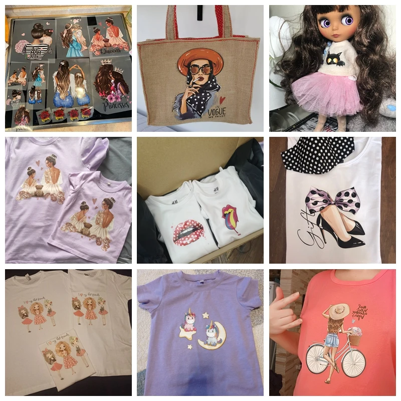 Термонаклейки с изображением мультяшного единорога в стиле хиппи термоклейкие