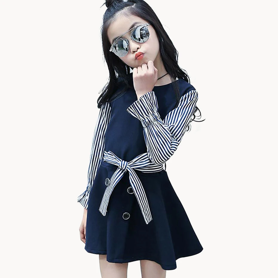 Платье для девочек из 2 предметов в стиле пэчворк платье детское с расклешенными