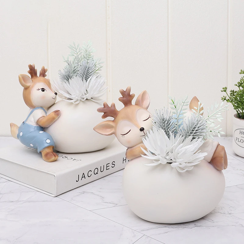 Цветочный горшок для сказочного сада оленя полимерный растительный суккулентов