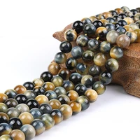 natural round mix color tigers eye woodstone gemstone loose beads 8mm 10mm 12mm for necklace bracelet diy jewelry making