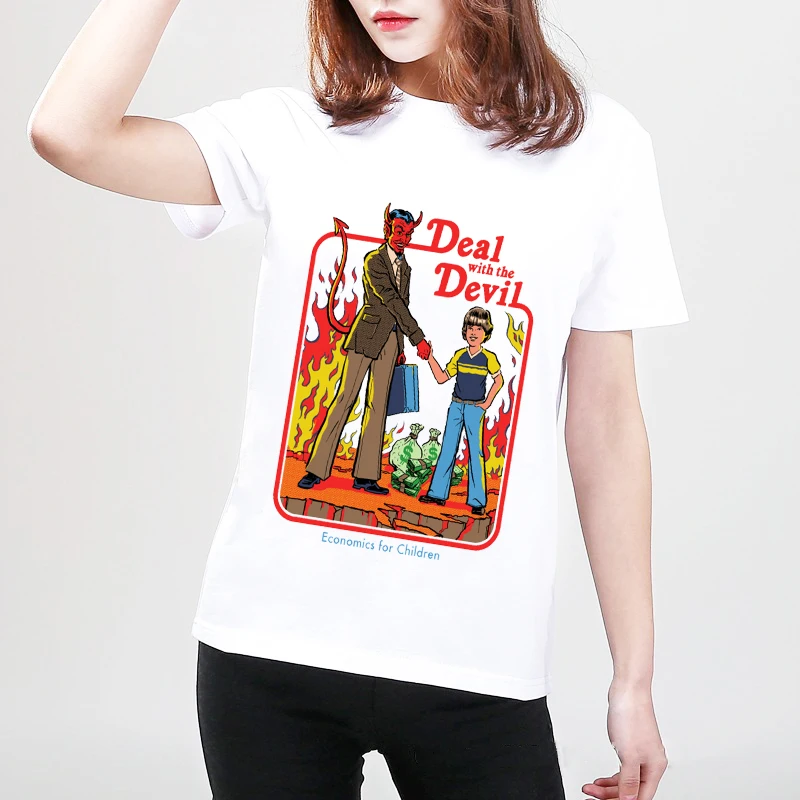 Женская футболка с буквенным принтом Готическая хлопковая Повседневная круглым