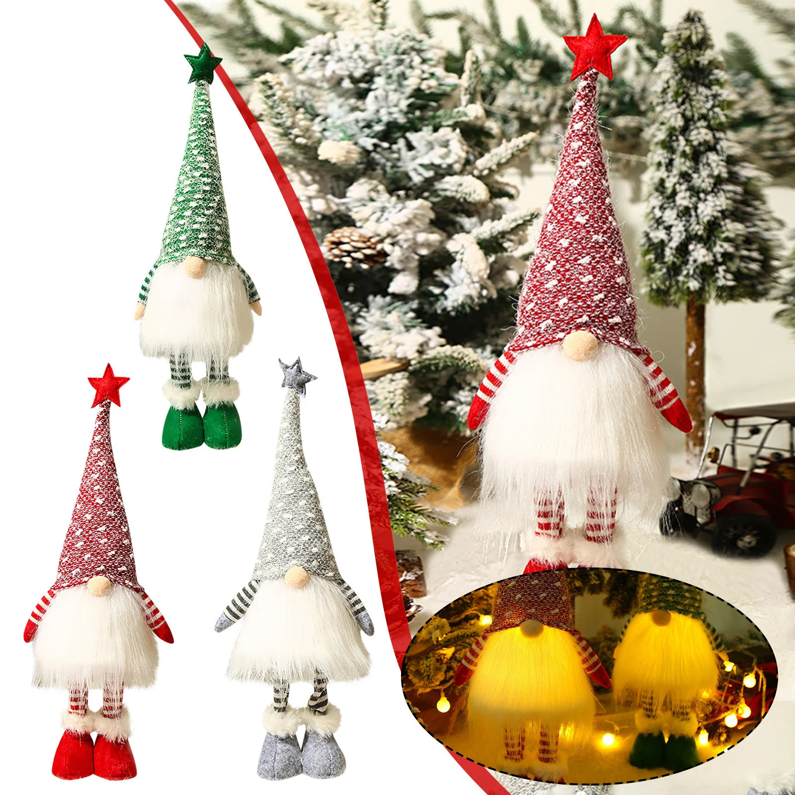 

Рождественские украшения, рождественские настольные украшения, вязаный светящийся Безликий гном, карликовый декор, аксессуары для домашне...