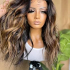 Натуральные волны черный с коричневым хайлайтером парик прозрачный кружевной парик цветные человеческие волосы парики отбеленные узлы для черных женщин Nabeauty