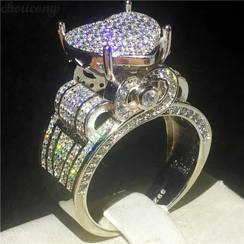 

Женское кольцо в форме сердца choucong, винтажное обручальное кольцо из стерлингового серебра 925 пробы с кубическим цирконием AAAAA, ювелирные изд...