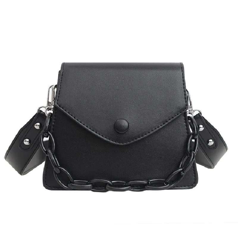 

Solid Solid Color Thick Chain Women Shoulder Bag Small PU Leather Crossbody Bags for Lady Fashion Girl Purses Designers Handbag