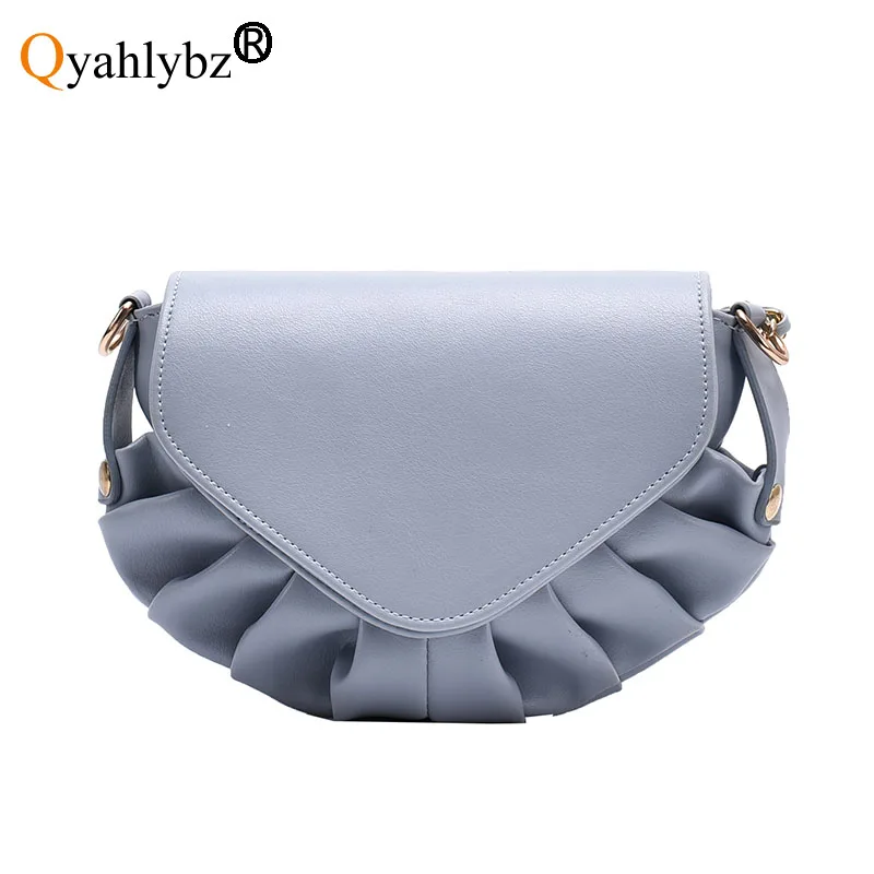 

Qyahlybz band small leather women's 2021 chain shoulder bag fashion pleated cloud messenger bag crossbody bags blue black