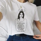 Лана Дель Рей печатных женские футболки с рисунками из мультфильмов летняя футболка с короткими рукавами в стиле Харадзюку Футболка с принтом Женская Повседневная белая футболка женская одежда