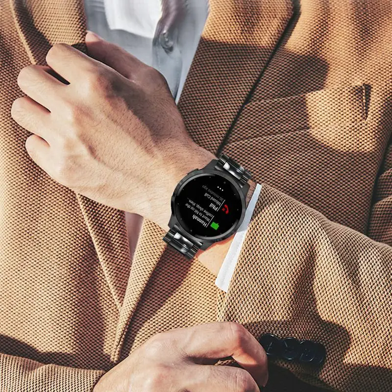 

Stainless Steel & Resin Watchband for Garmin Vivoactive 4 45mm ( GarminActive ) Quick Release Watch Band Black Gray Strap Belt