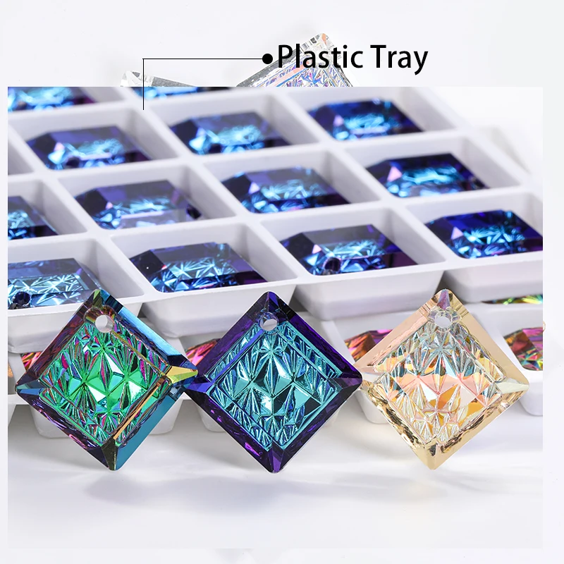 

14mm Shiny Glass Rhinestones Pendants Square Shape Jewelry Stones Glitter Bracelets Rhinestones Flatback Crystals