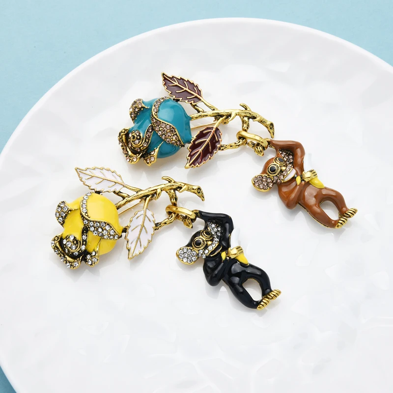 Эмалированная заколка Wuli &amp baby броши с розами для женщин 2 цвета эмалью в виде