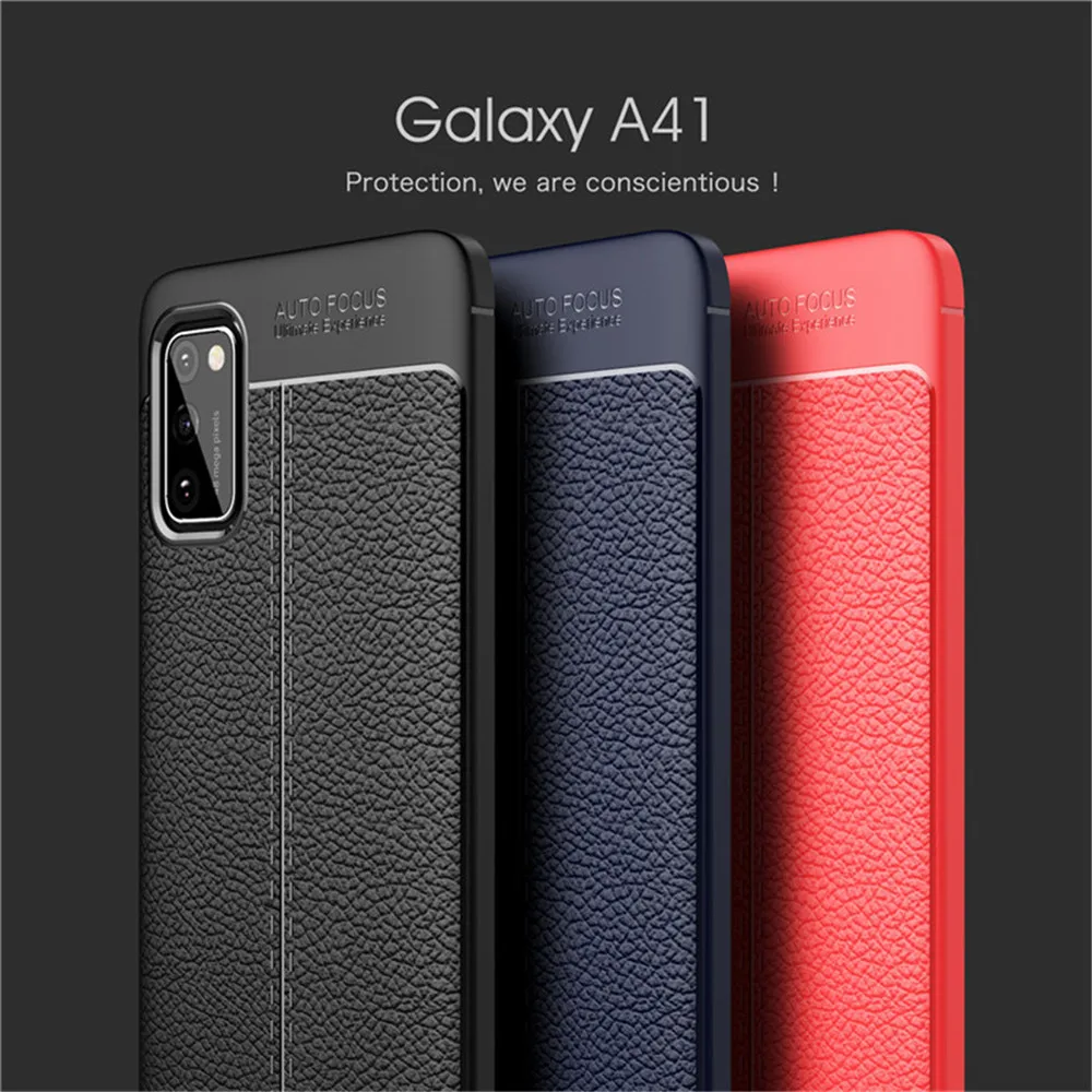 

For Samsung Galaxy A41 A415F Case Litchi Striae Soft Silicone Cover Shockproof Case For Samsung A41 A 41 A415 Phone Cases