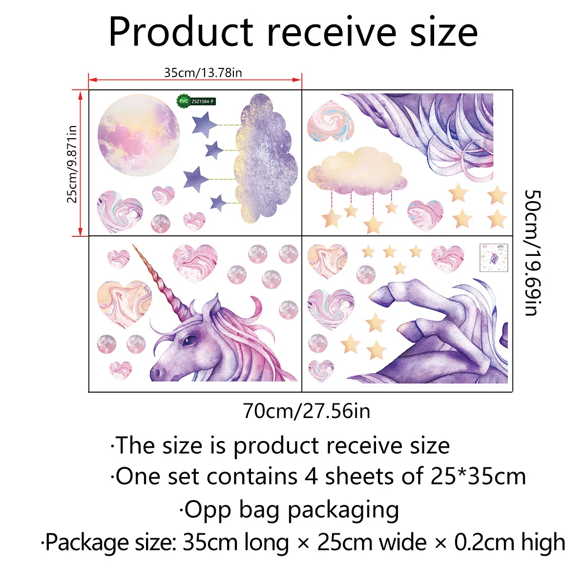 

Cartoon animal unicorn love wall stickers room living room sofa background beautification wall stickers PVC self-adhesive
