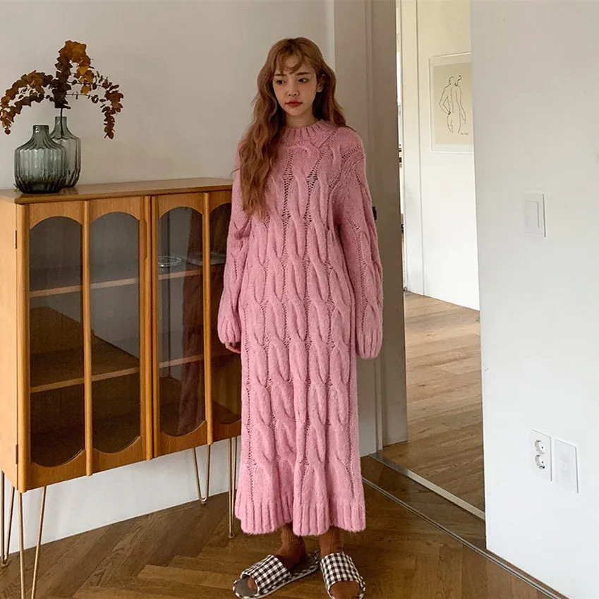 Чужой Kitty свободные длинные размера плюс с вязанными платьями женский 2021 в