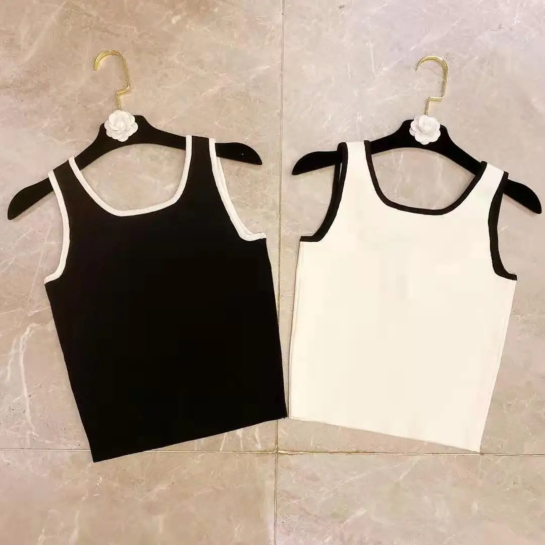 

2021 Summer Women Sexy Vest Short Letter Print Tank-Crop High Street Brand Knitted Vests Female Sleeveless Casual Thin Tops