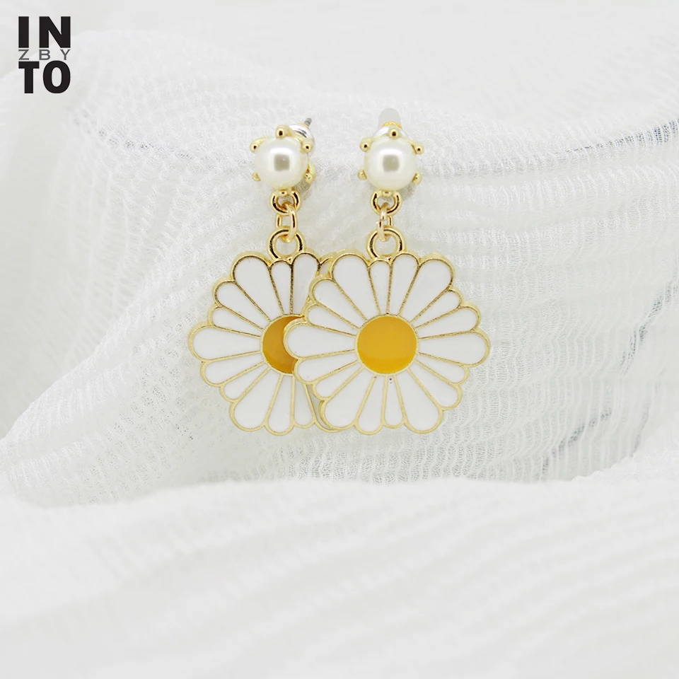 В эпоксидной асимметрии кристалл цветок Маргаритка Висячие серьги для женщин
