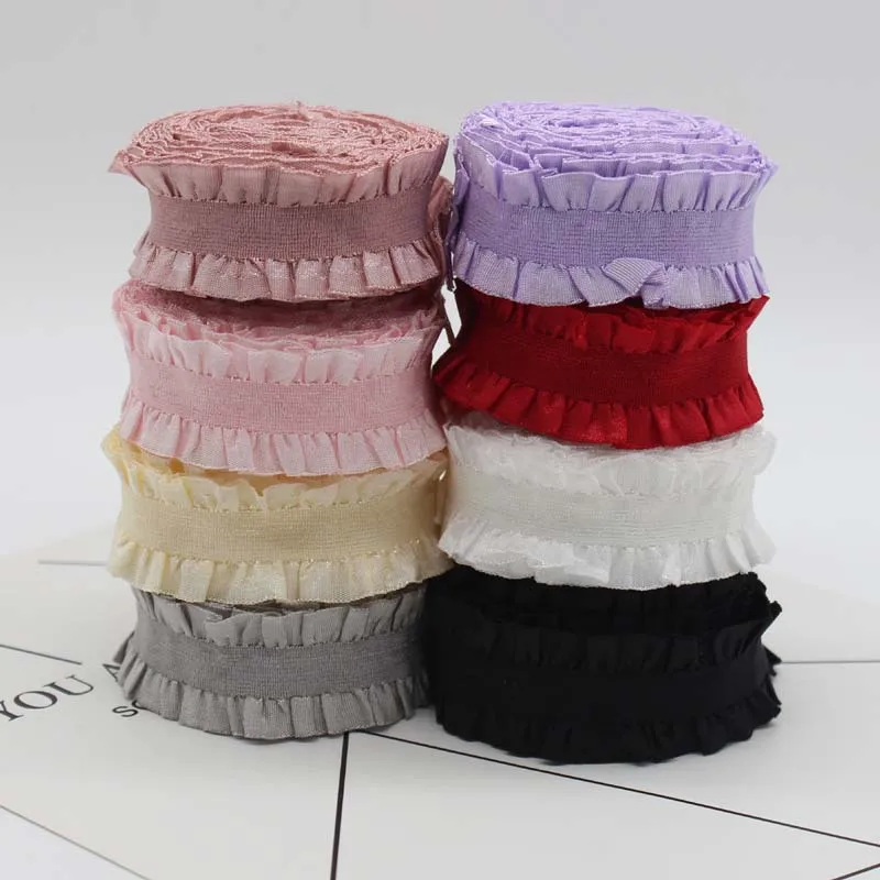 25mm stretch rickrack braid lace ruffling elastic ribbon DIY skirt edge shoe hair garment accessories 100yards | Дом и сад