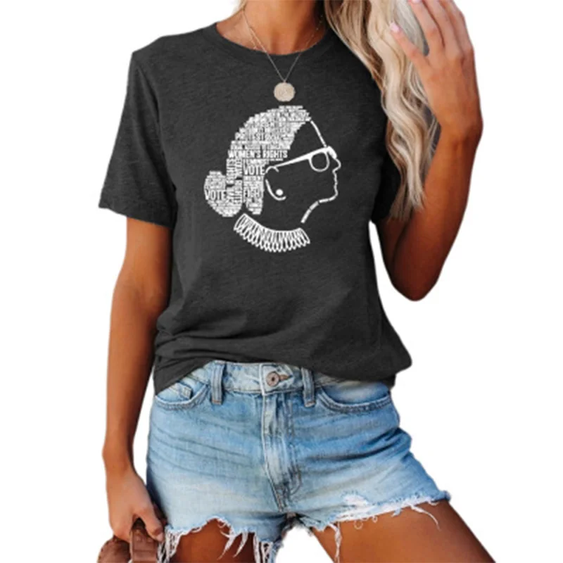 

2021spring summer hot-selling casual letter pattern printing round neck shortsleeve loose pullover bottoming shirt female T-shir