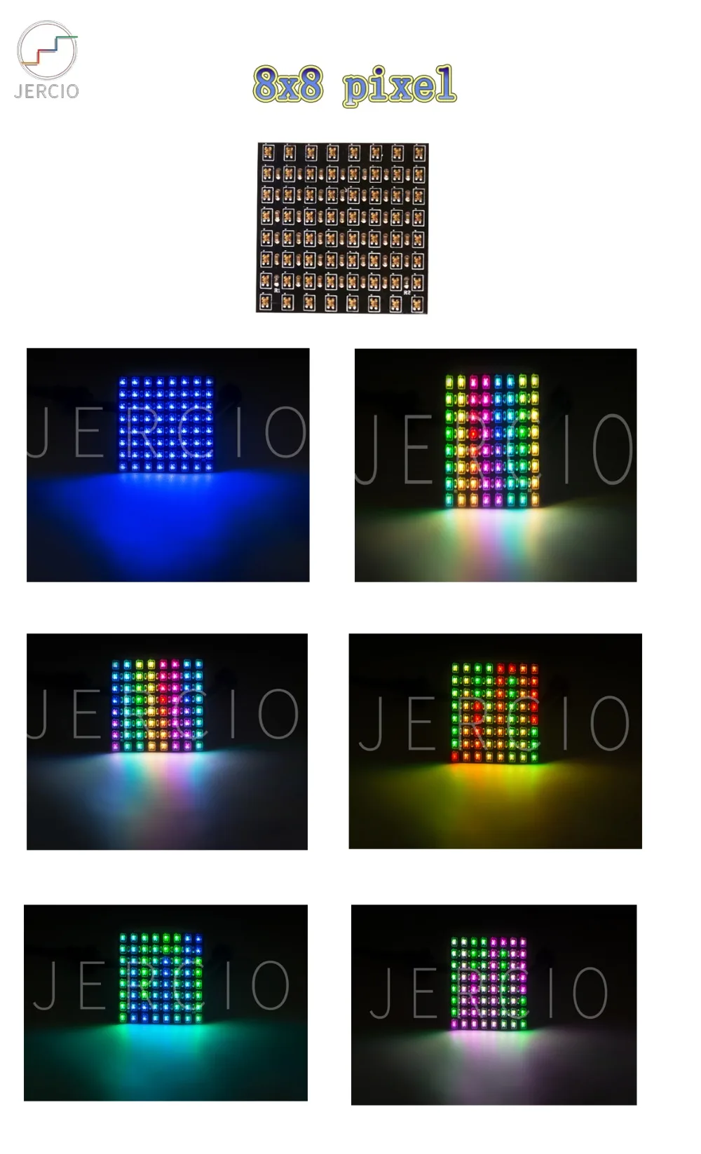 JERCIO 8X8 сменный ЖК-экран панель WS2812B SK6812 RGB DC5v SK6812 микросхема цифровой светодиодный программируемый индивидуально адресуемый