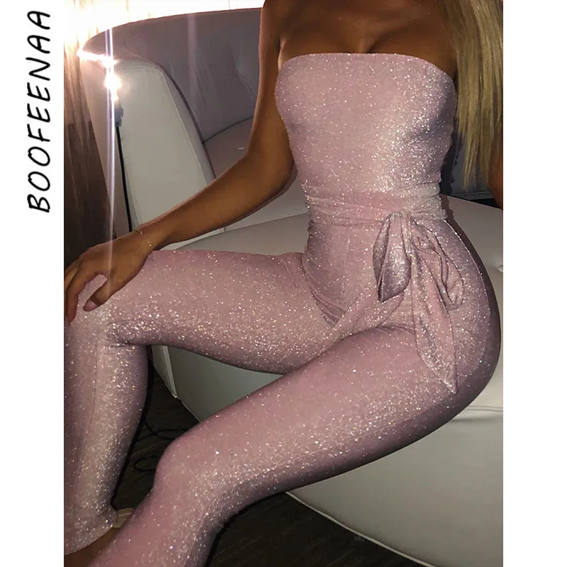 BOOFEENAA блестящий сексуальный комбинезон Клубная одежда вечерние Цельный Наряд