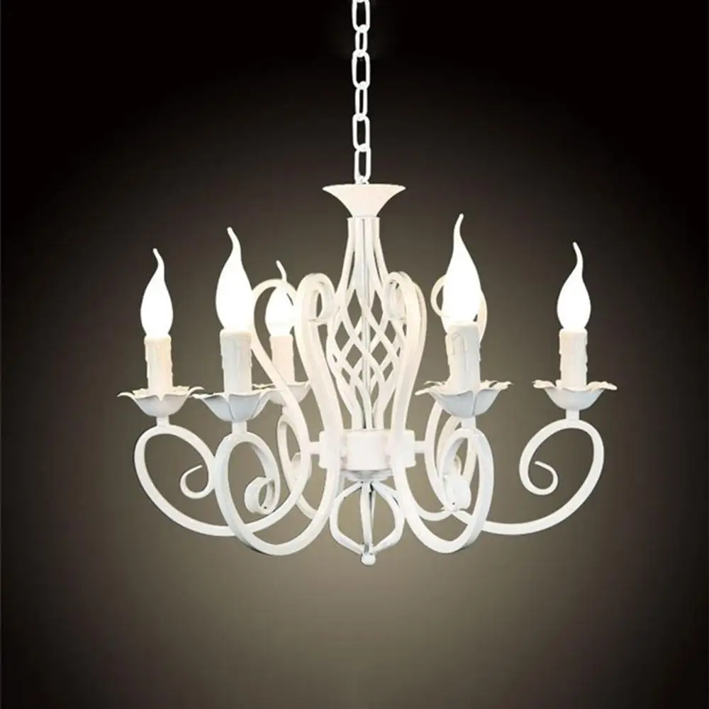 

Wrought Iron pendant light fixtures White Pendant lamps luminaria E14 bulb abajur para quarto kitchen dining room Home lustre