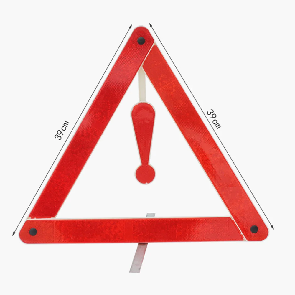 

Car Supplies Exclamation Mark Emergency Warning Sign Reflective Triangle Portable PVC Safety High Visibility Roadside Red
