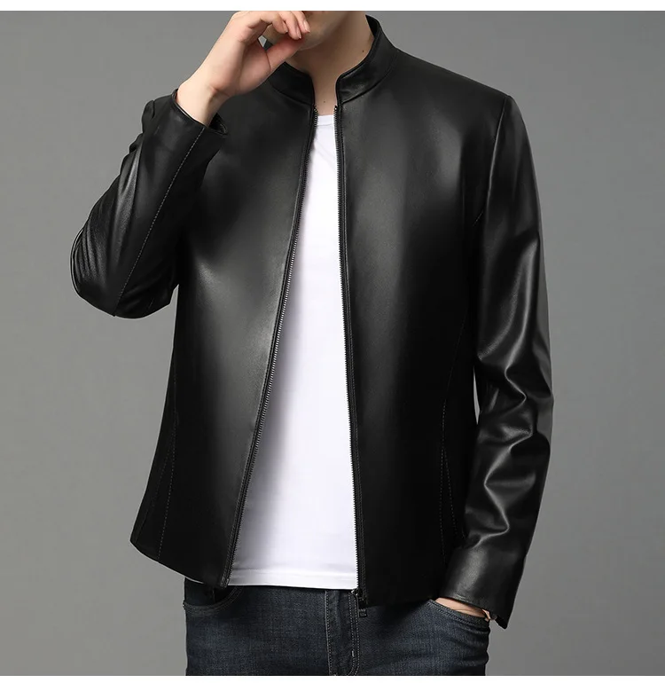 

Men's leather sheepskin leather coat spring autumn new men's stand collar leather jacket men's business jacket