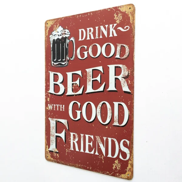 

The Fashion New Life Drink Good Beer With Good Friend Retro Metal Painting Wall Plaque Tin Sign Pub & Bar Cafe Wall Decor