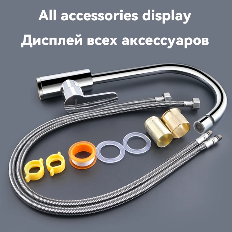 

Kitchen Faucet Deck Mounted Mixer Tap 360 Degree Rotation Stream Sprayer Nozzle Kitchen Sink Copper Material Hot Cold Sink Taps