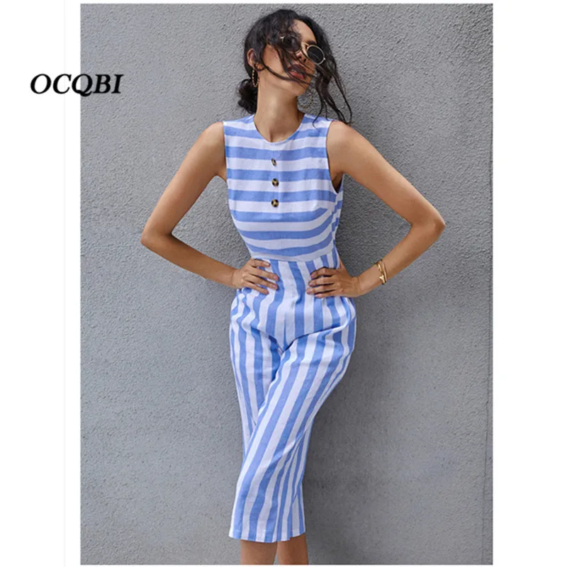 

Plus Size Womens Jumpsuit 2020 Korean Striped Jumpsuit Casual Fashion Womens Jumpsuit