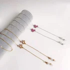 Женская цепочка для очков в виде бабочки, подвеска в виде фиолетового крыла, ремешок с силиконовыми петлями, аксессуары для солнцезащитных очков