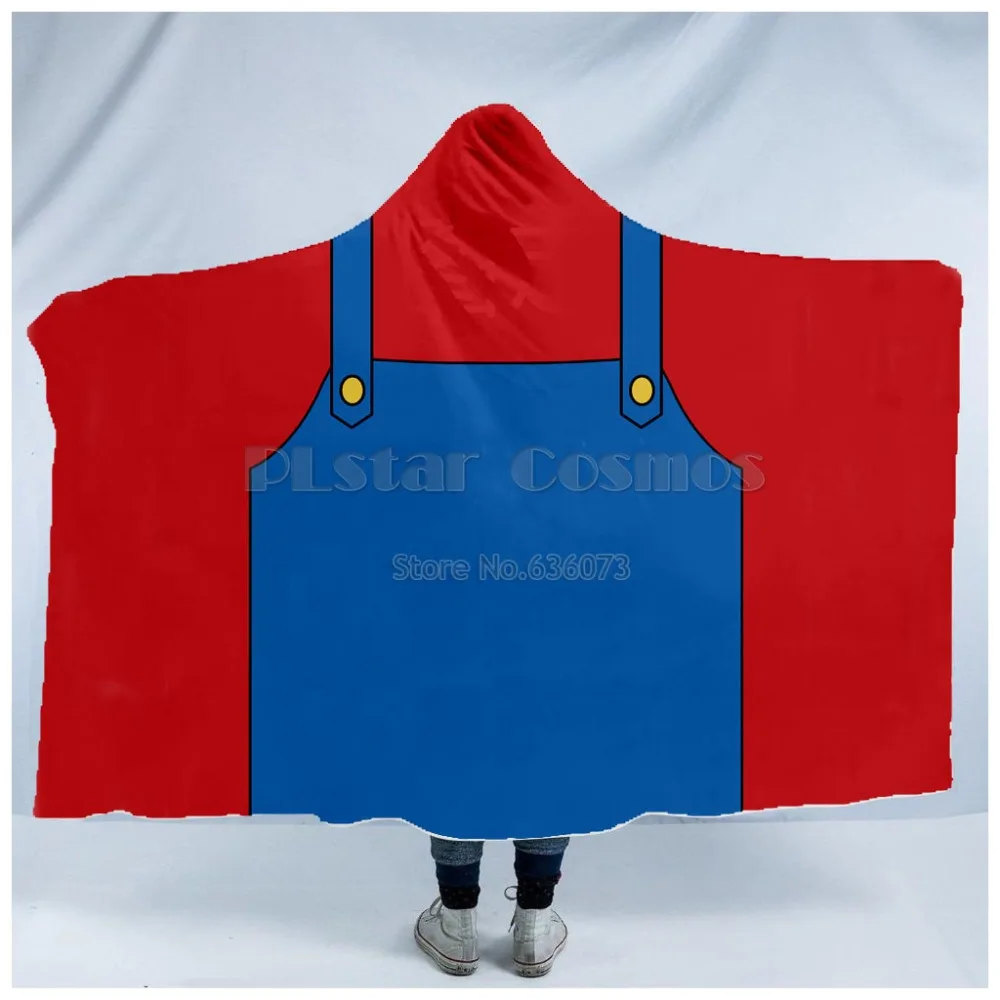 

Plstar Cosmos Hot Super Mario cosplay Harajuk funny Hooded Blanket 3D full print Wearable Blanket Adults men women style-5