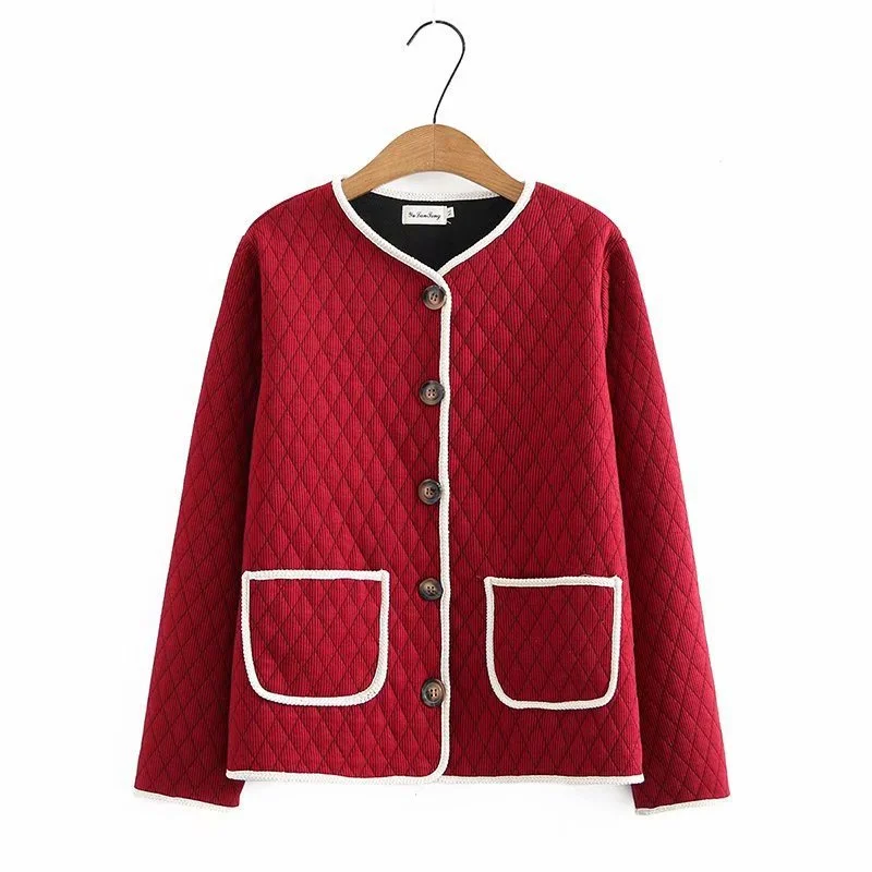 

Женское осенне-зимнее пальто размера плюс XL-4XL, повседневная винтажная верхняя одежда на пуговицах с карманами