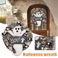 farmhouse halloween ghost wreath boo ghost wreath cute front door hanging ornament festival home decoration halloween wreath