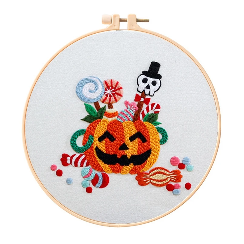 

Стартовый Набор для вышивки на Хэллоуин для начинающих, подарок на Хэллоуин, наборы для вышивки, узоры для художественной вышивки, инструкц...