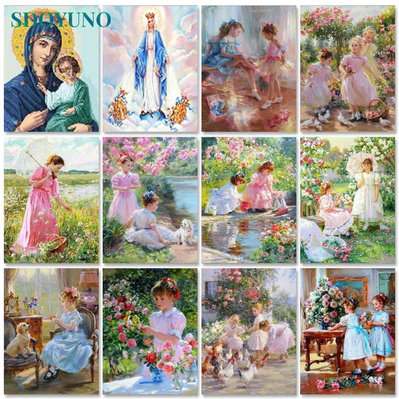 

SDOYUNO 60x75cm Paint By Numbers For Adult Women DIY Oil Painting By Numbers On Canvas Figure Girl Number Painting Home Decor