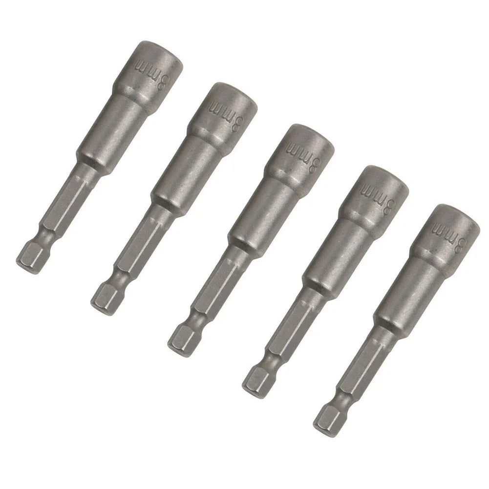 

8mm Hex Head Socket Adapter Hexagon Socket Driver Magnetic Drive Bit 65mm Silver