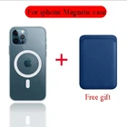 Прозрачный Магнитный чехол + Улучшенный кошелек, сумка для карт для IPhone 1213 Pro Max Mini Magsafing Magnet для IPhone 11 Pro Xs Max X XR