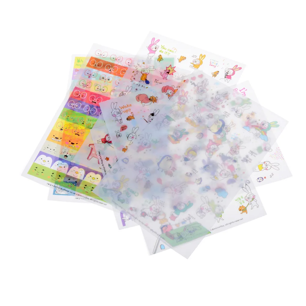 

6 Sheets/set Rabbit Book Sticker For Diary Scrapbook Calendar Notebook laptop Mobile Phone Decor