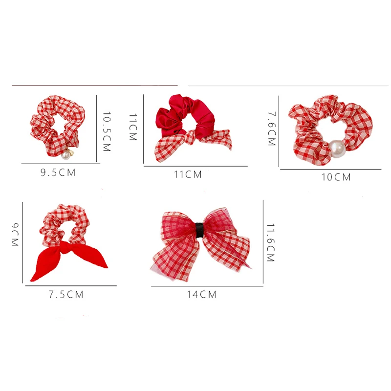 

Spring Autumn Plaid Mesh Large Intestine Hair Ring Women Girls Scrunchies Fabrics Hair Band Hair Accessories Red Black Hair Rope