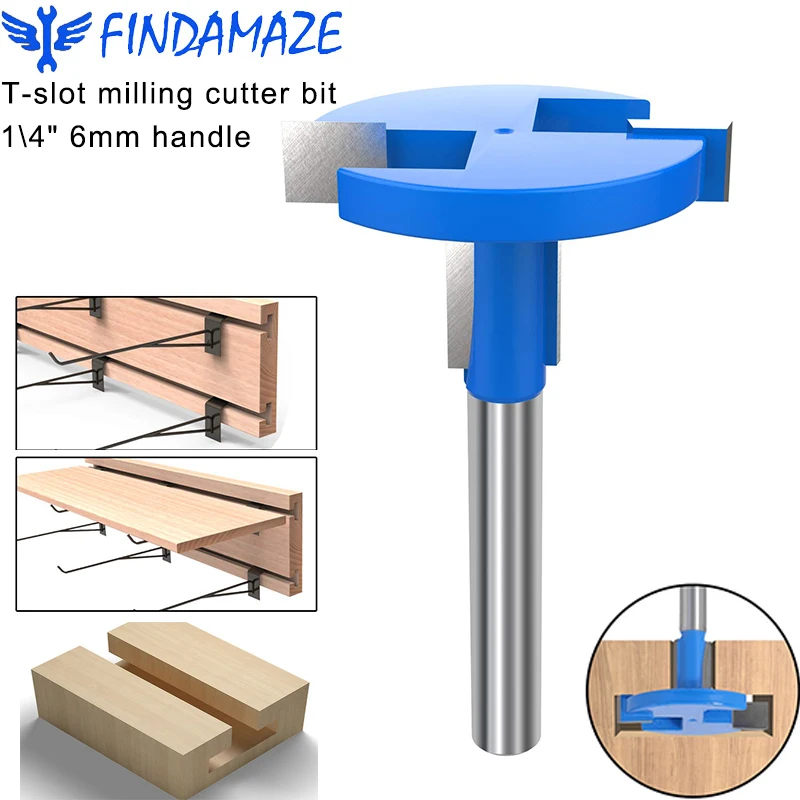 

T-slot Milling Cutter Bit 1/4 Inch Shank Hexagon Keyhole Frame Hole Opener Woodworking Tool 1-3/8 Inch Cutting Diameter Bit