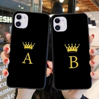 custom name letters monogram golden crown black soft phone case for iphone 11 12 pro max se20 x 6 6s 7 7plus 8 8 plus xs max xr