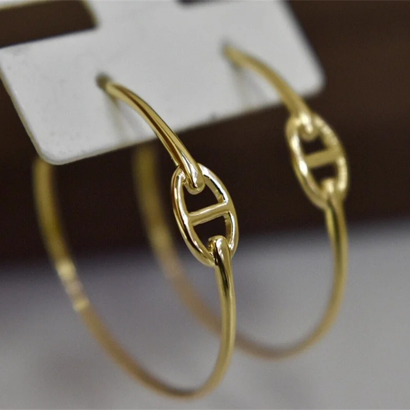 

18K Import Solid Yellow Gold Jewelry(AU750)Women Designer Simple Temperament Personality Earrings Fashion Lady Fine Jewelry
